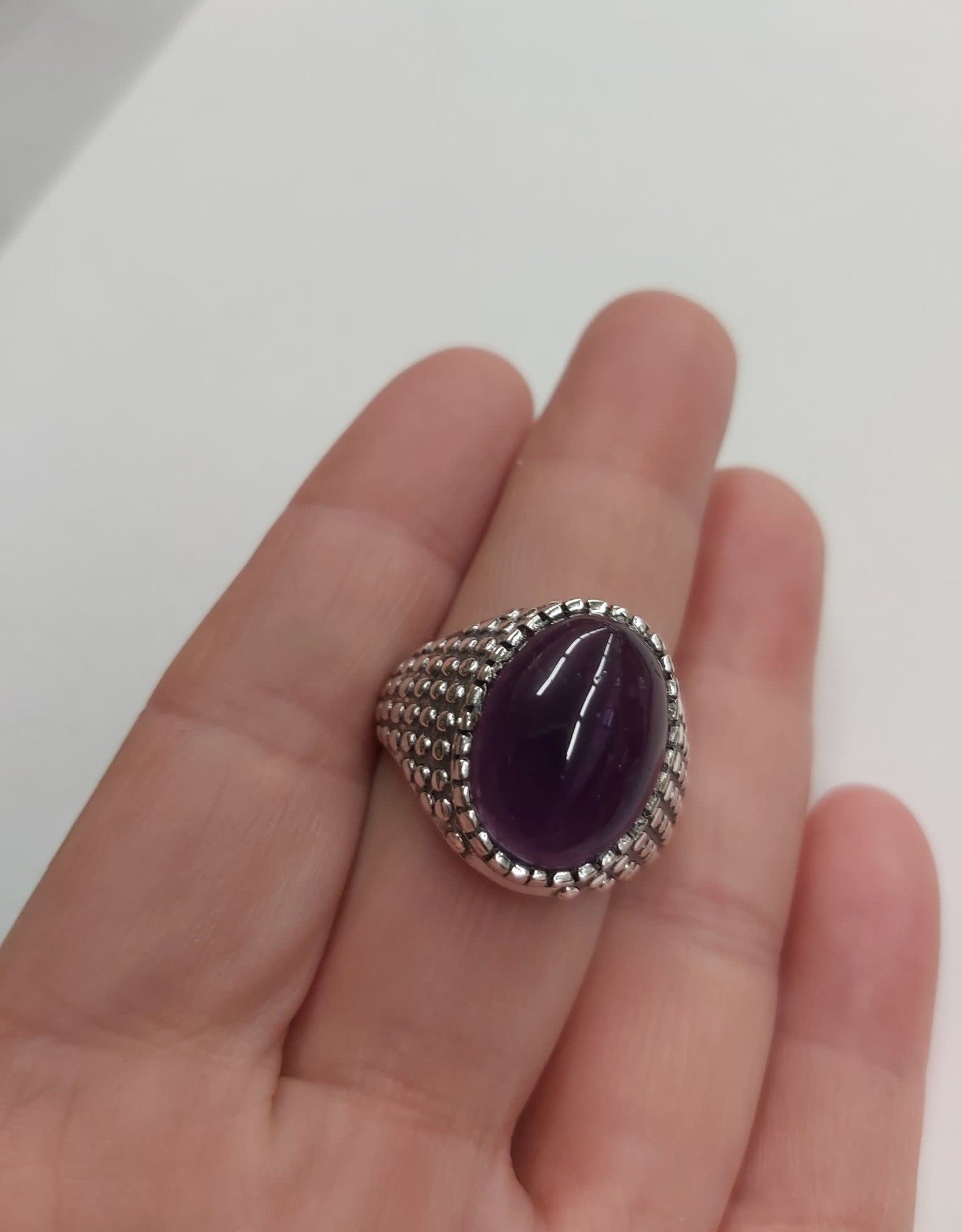 Amethyst Men's Ring B - Size 11 Sterling Silver