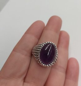 Amethyst Men's Ring B - Size 11 Sterling Silver