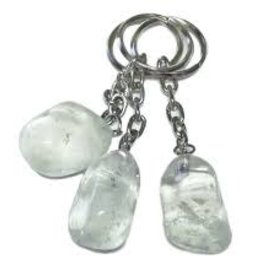 Tumbled Stone Keychains - Clear Quartz