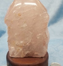 Rose Quartz Lamp with Wood Base - 7in
