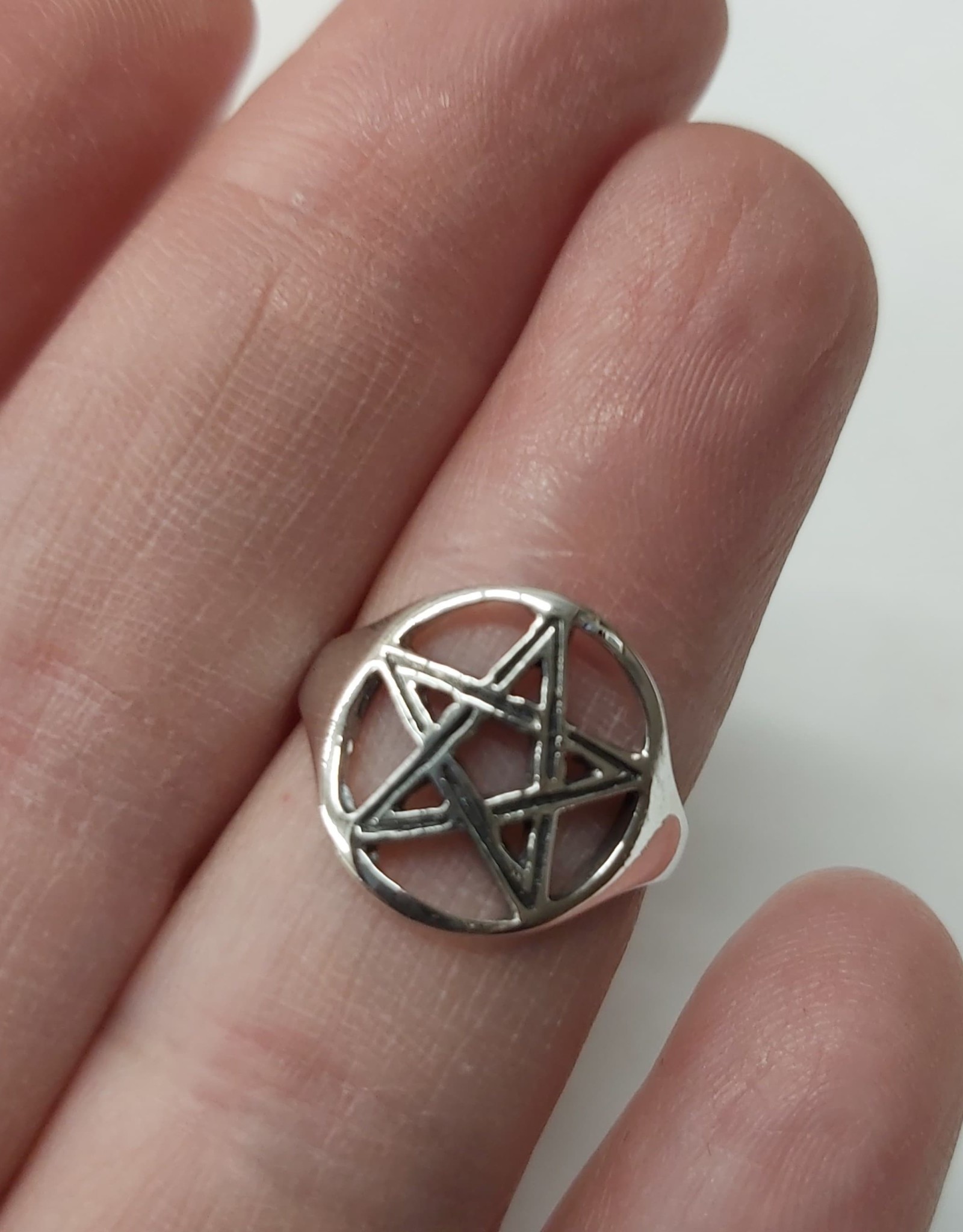 Large Pentagram Ring - Size 5 Sterling Silver
