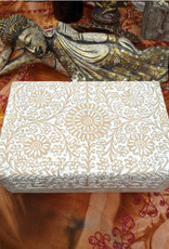 White Washed Carved Wooden Box