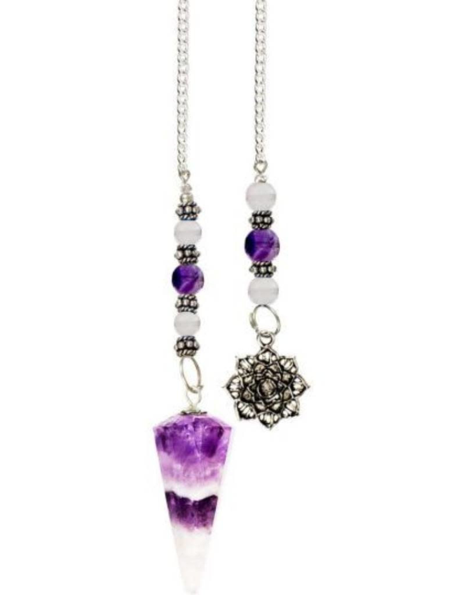 Chevron Amethyst with Lotus - Pendulum