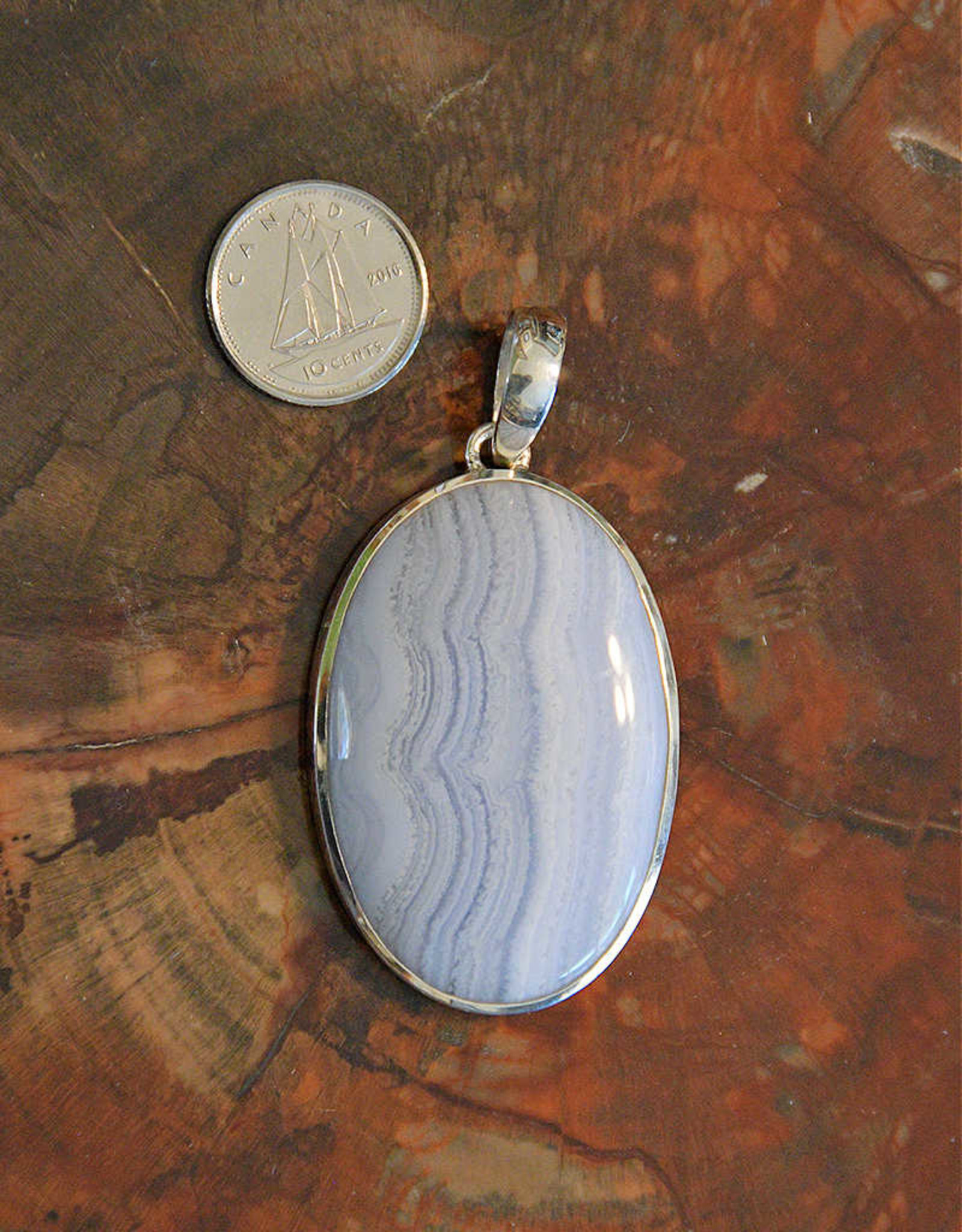 Blue Lace Agate Pendant B Sterling Silver