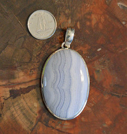 Blue Lace Agate Pendant B Sterling Silver