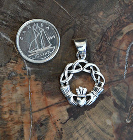 Celtic Claddagh Sterling Silver Pendant - .75"