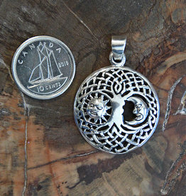 Celtic Tree Celestial Sterling Silver Pendant - 1"