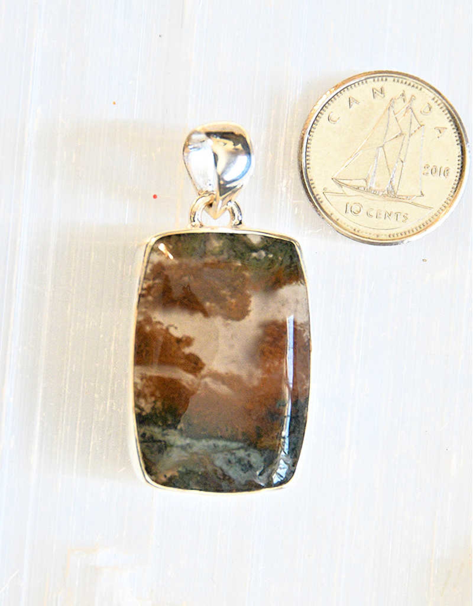 Moss Agate Pendant Sterling Silver