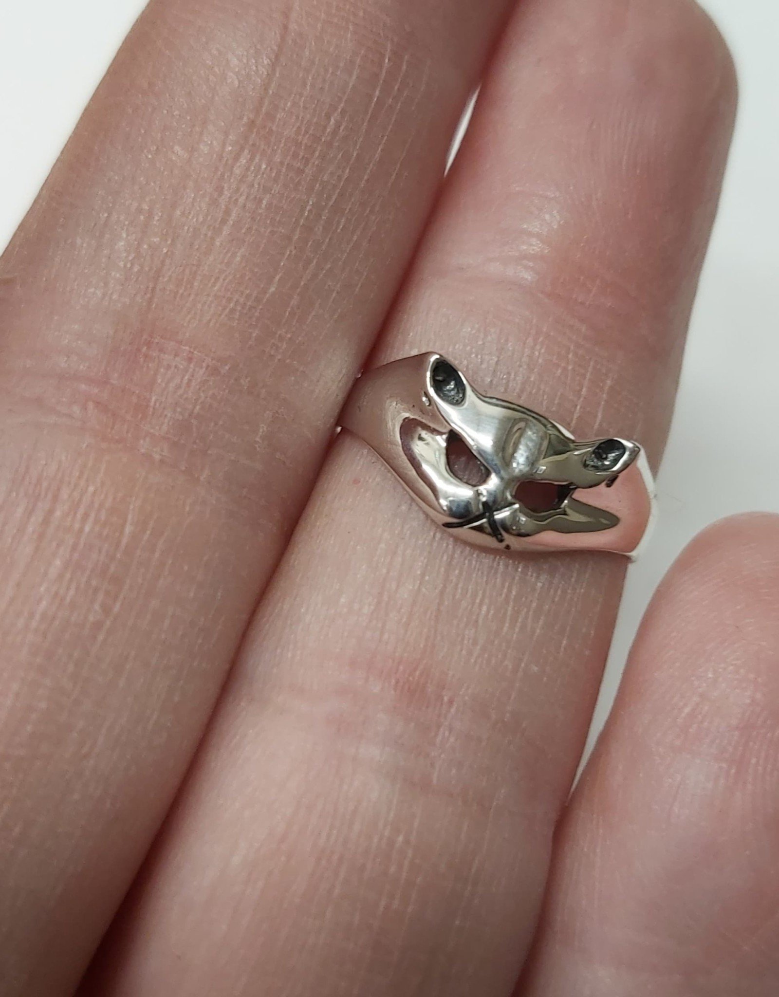 Cat Face Ring - Size 9 Sterling Silver