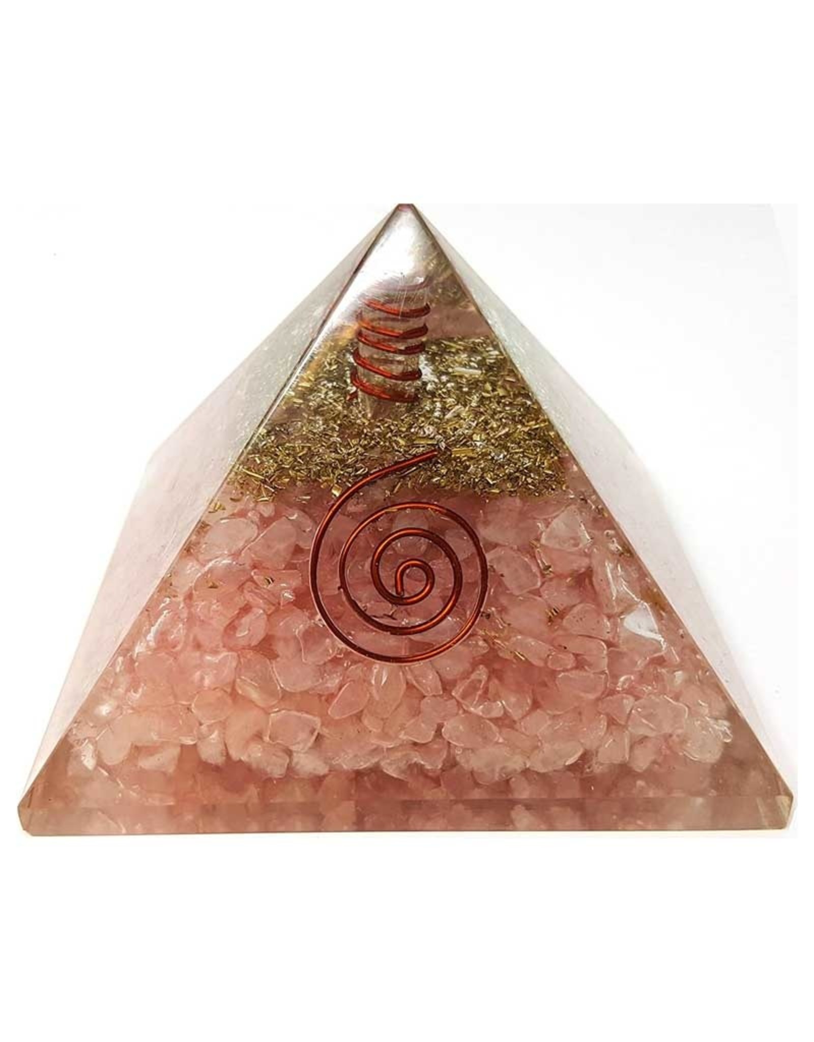 Rose Quartz Orgonite Pyramid with Copper - Large