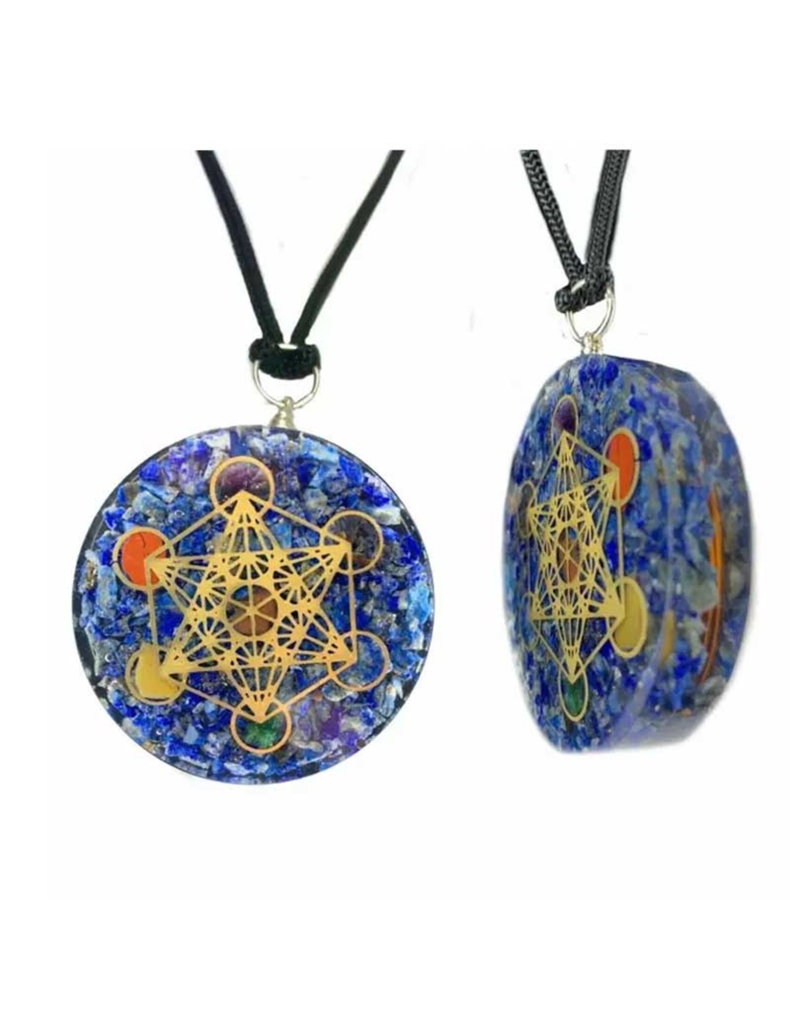 Lapis Lazuli Metatron's Cube Orgonite Necklace