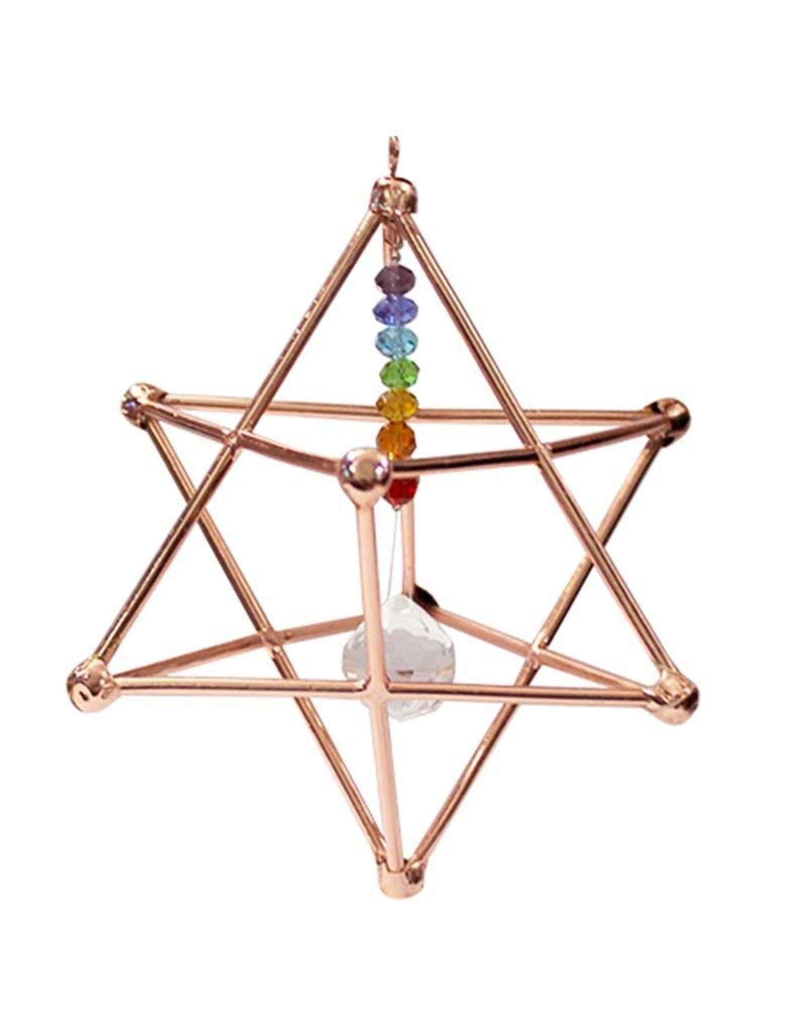 Copper Merkaba with Prism & Chakra Beads 5.5"