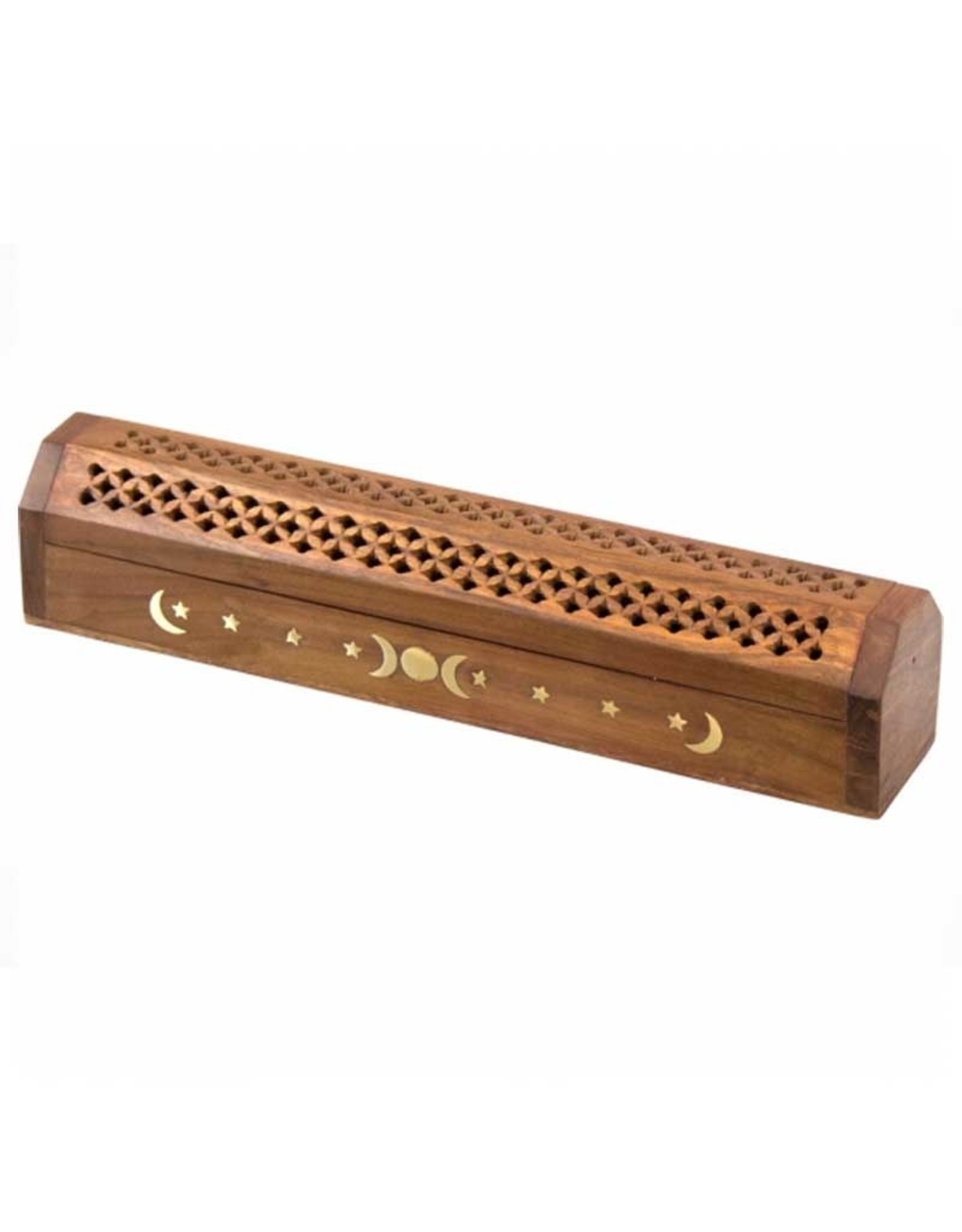 Wood Incense Burner / Storage Box - Moon and Stars