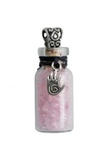 Rose Quartz & Healing Hand Chip Bottle Necklace 20.5"l