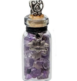 Amethyst & Lotus Chip Bottle Necklace - 20.5"L