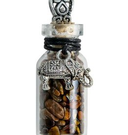 Golden Tiger's Eye & Elephant Chip Bottle Necklace - 20.5"L