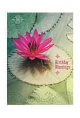 Amber Lotus Birthday Blessings - Greeting Card