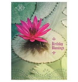 Amber Lotus Birthday Blessings - Greeting Card