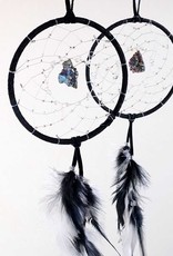 Monague Native Crafts Dream Catcher w Druzy Crystal 4" - Black