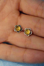 Citrine Flower Sterling Silver Stud Earrings