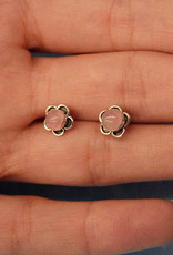 Rose Quartz Flower Sterling Silver Stud Earrings