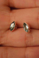Topaz Pointed Oval Sterling Silver Stud Earrings