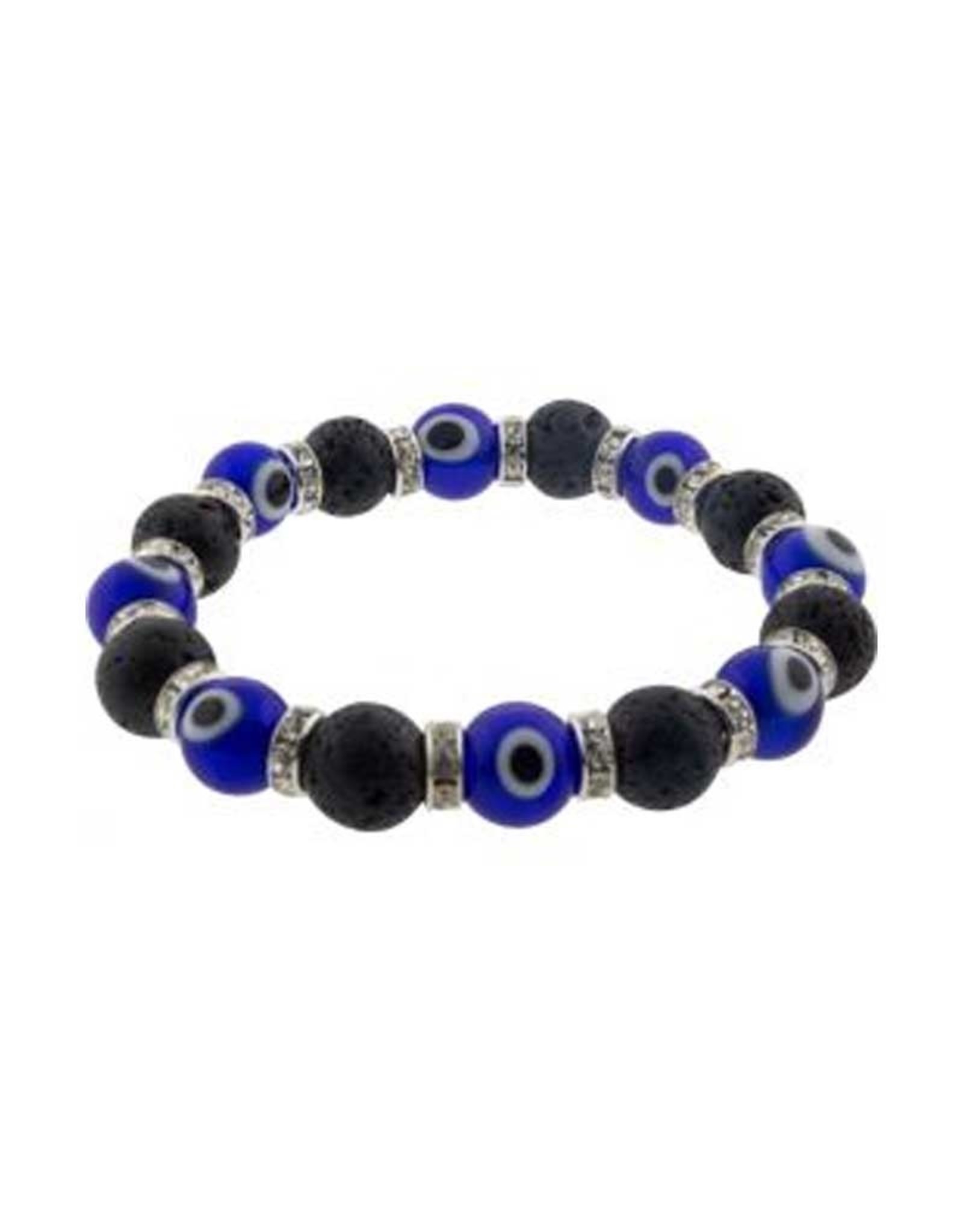 Cobalt Evil Eye & Lava Bracelet
