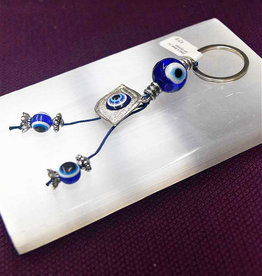Glass & Metal Evil Eye Keychain - 5.25"