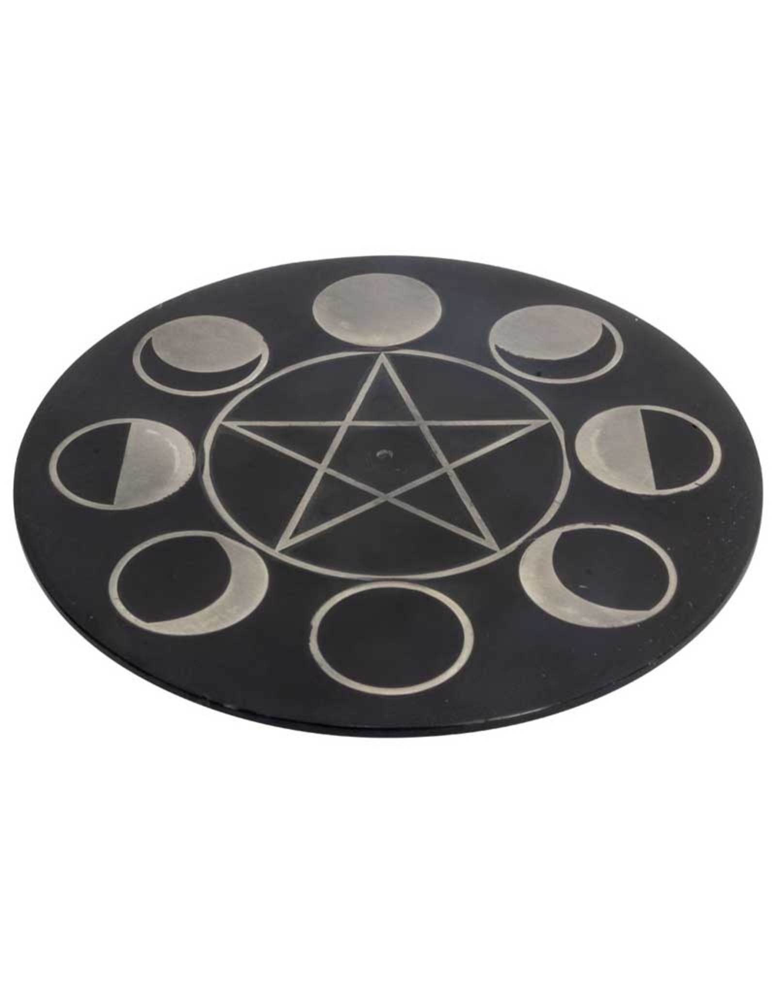 Soapstone Pentacle and Moon Incense Burner