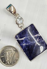 Sodalite with Blue Topaz Pendant Sterling Silver