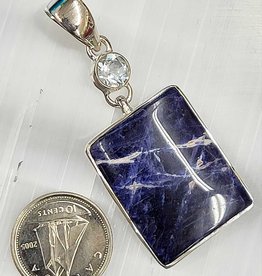 Sodalite with Blue Topaz Pendant Sterling Silver