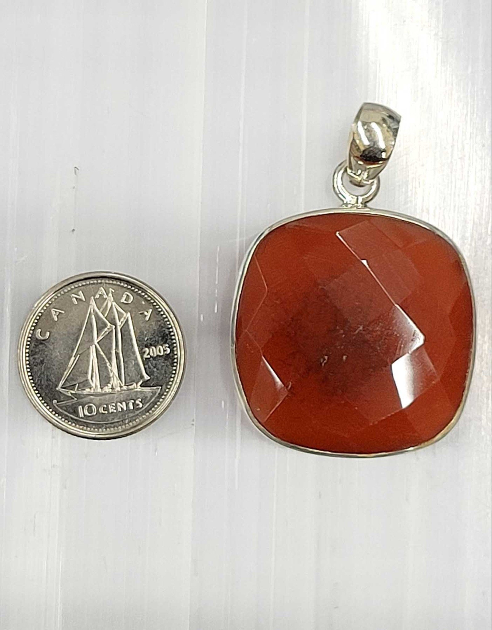 Carnelian Faceted Sterling Silver Pendant
