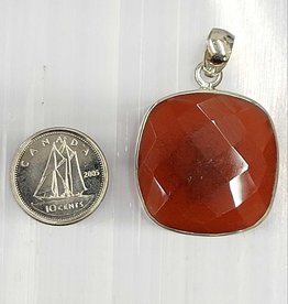 Carnelian Faceted Sterling Silver Pendant