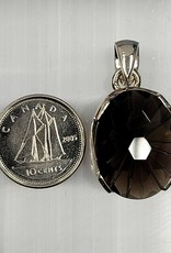 Smoky Quartz Pendant Faceted Sterling Silver