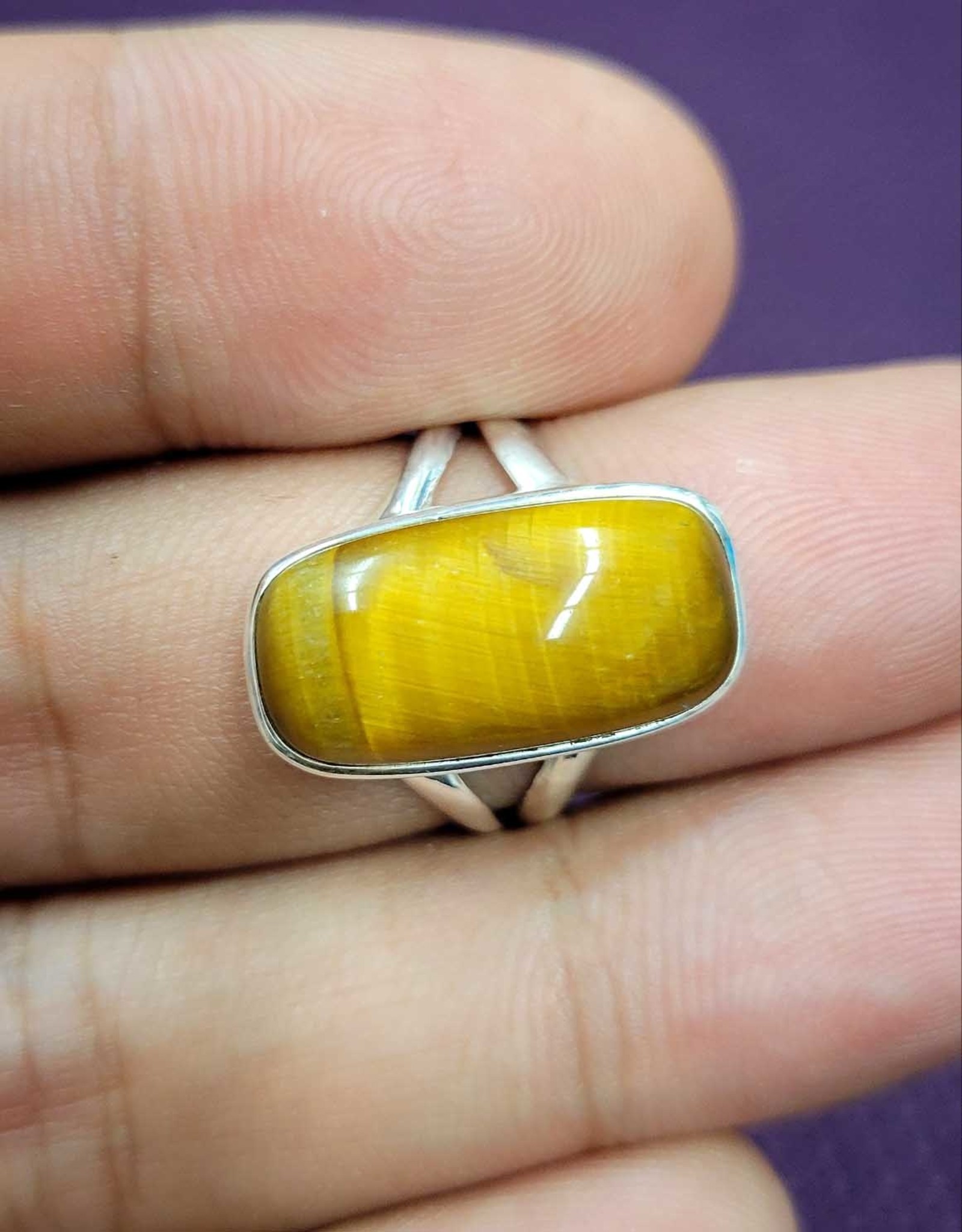 Golden Tiger's Eye Ring - Size 7 Sterling Silver