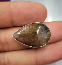 Moss Agate Ring - Size 8 Sterling Silver