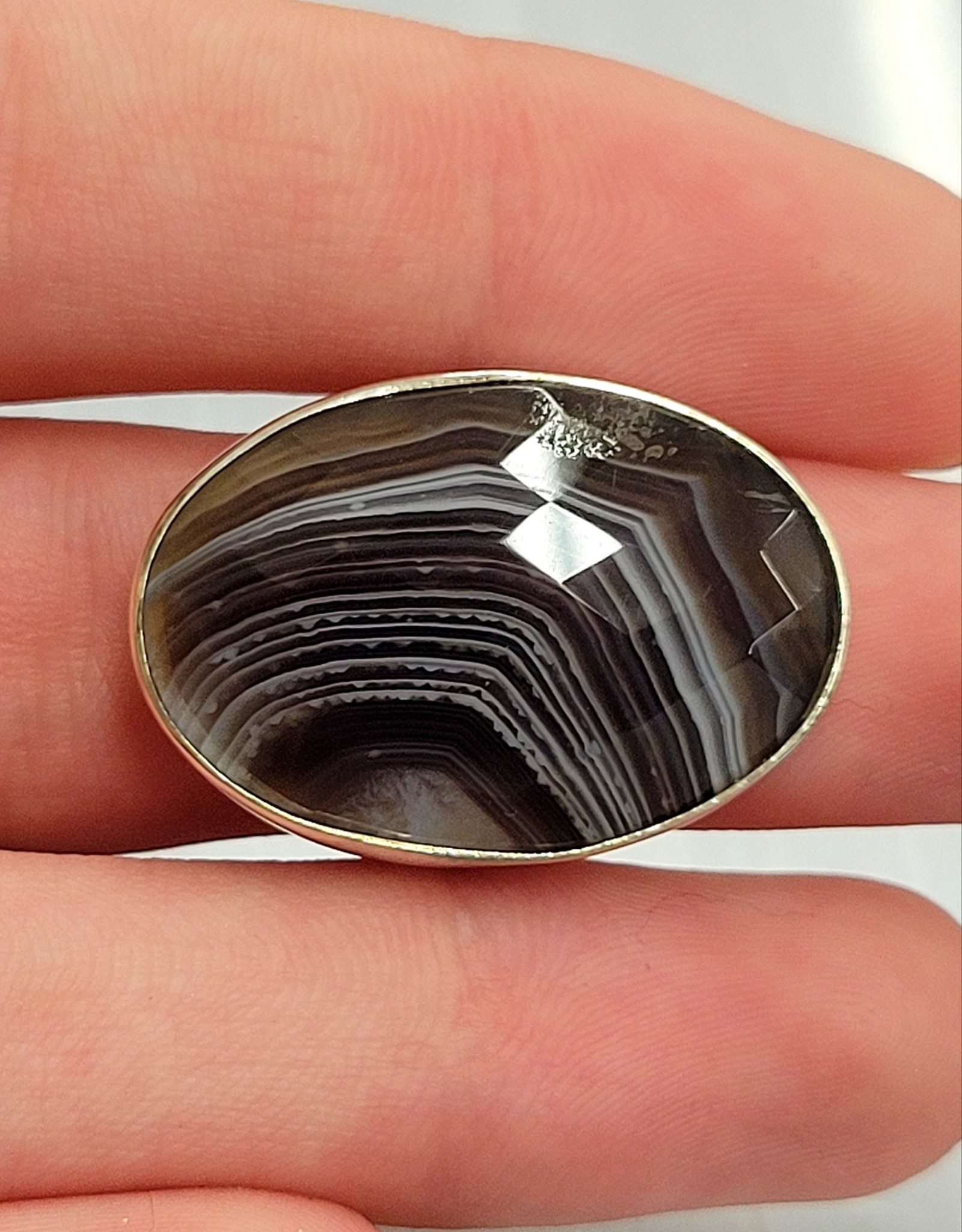 Botswana Agate Ring- Size 9 Sterling Silver