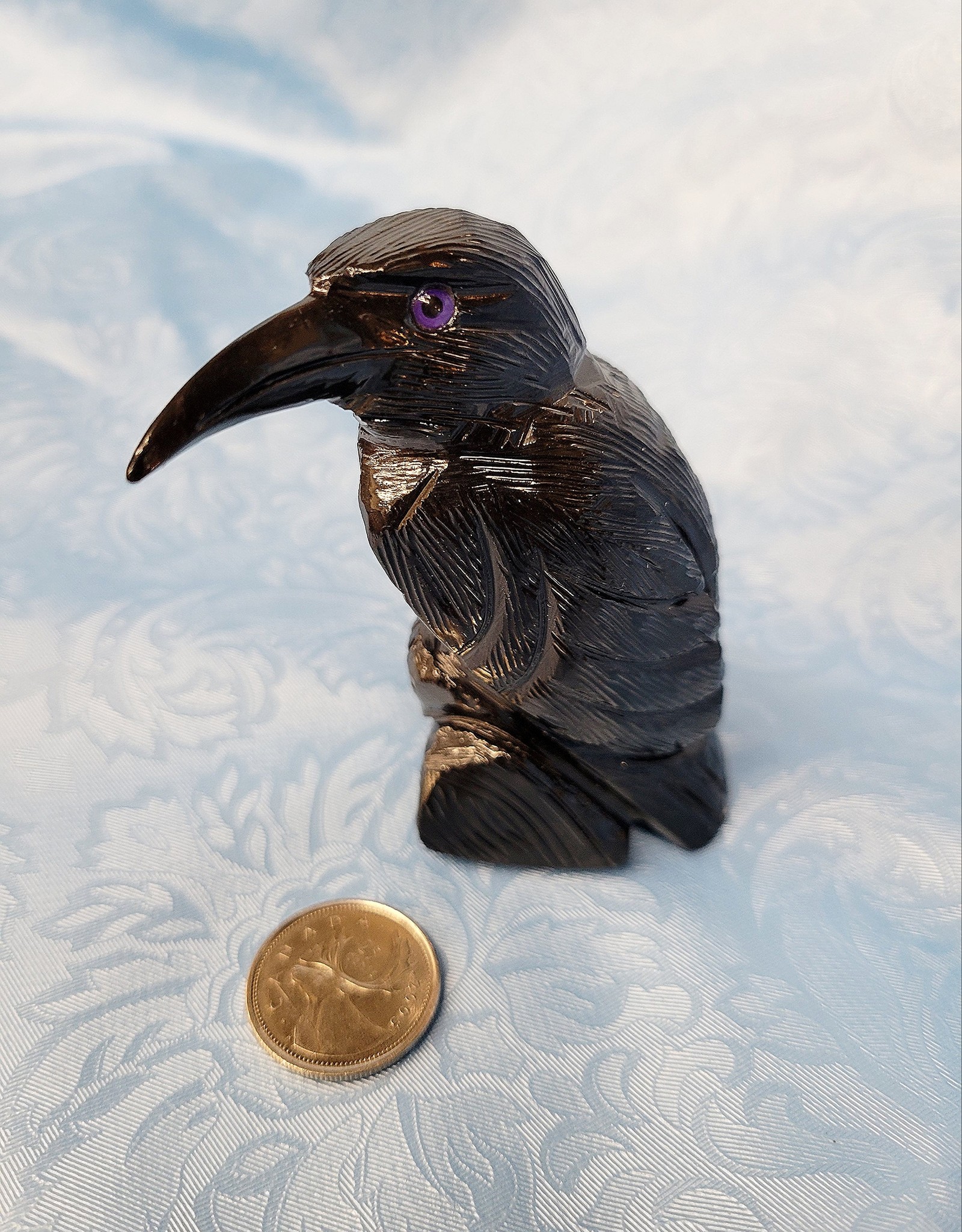 Black Onyx Raven / Crow 3.25" - Stone Animal