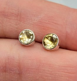 Citrine Round  Sterling Silver Stud Earrings $23