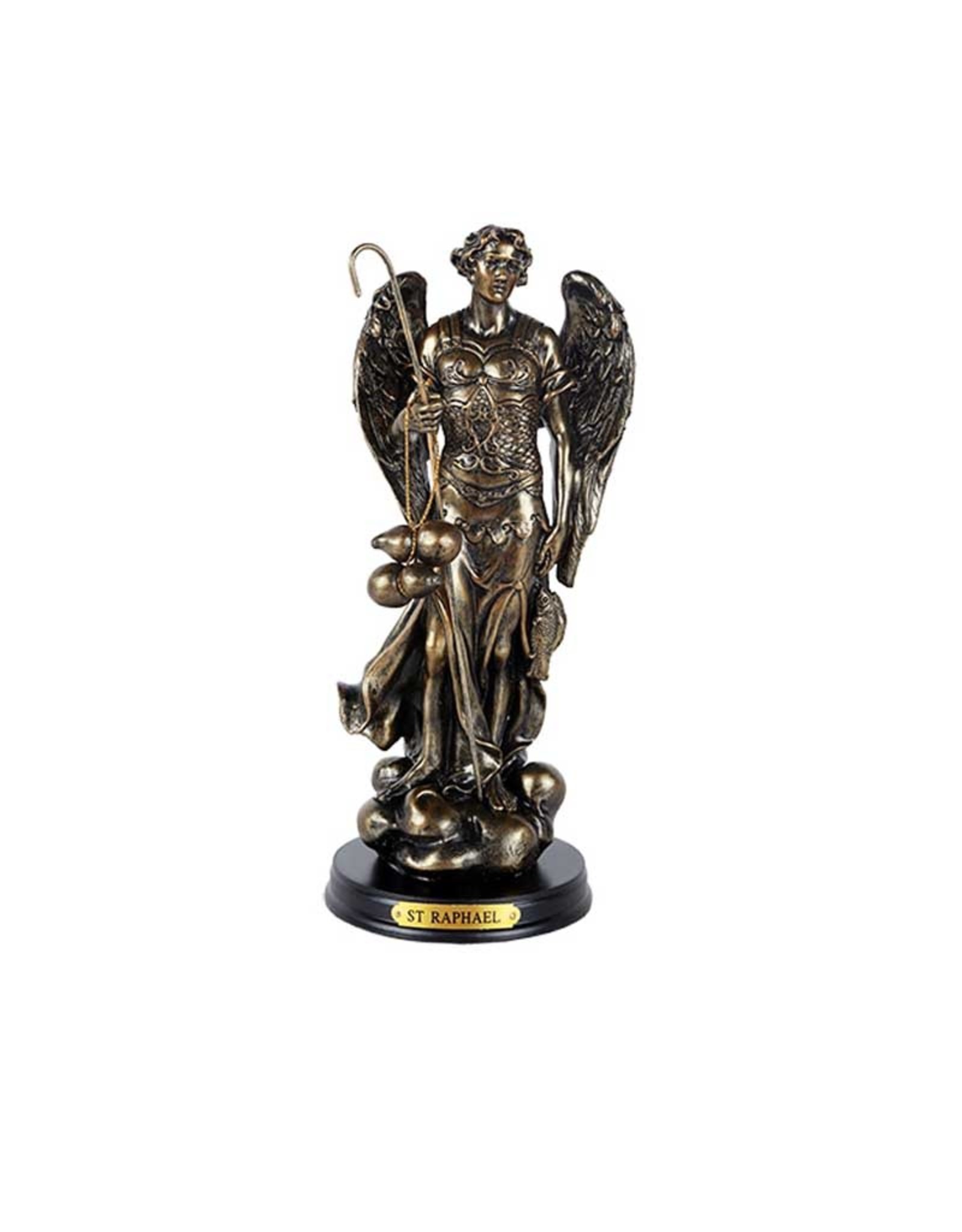 Pacific Trading Archangel Raphael on Wood Base Statue 8.25"H