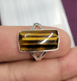 Golden Tiger's Eye Ring A - Size 8 Sterling Silver