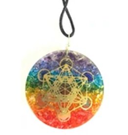 Rainbow Chakra - Metatron's Cube Orgonite Necklace Pendant