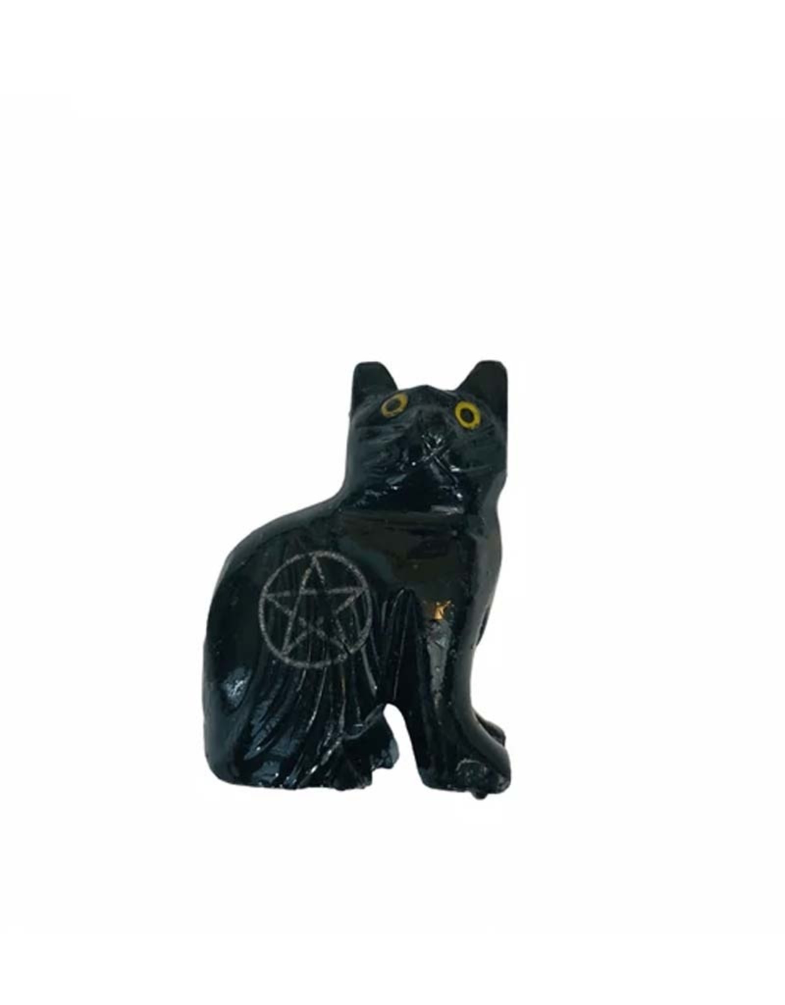 Black Onyx Cat w/ Pentacle - 1.5"