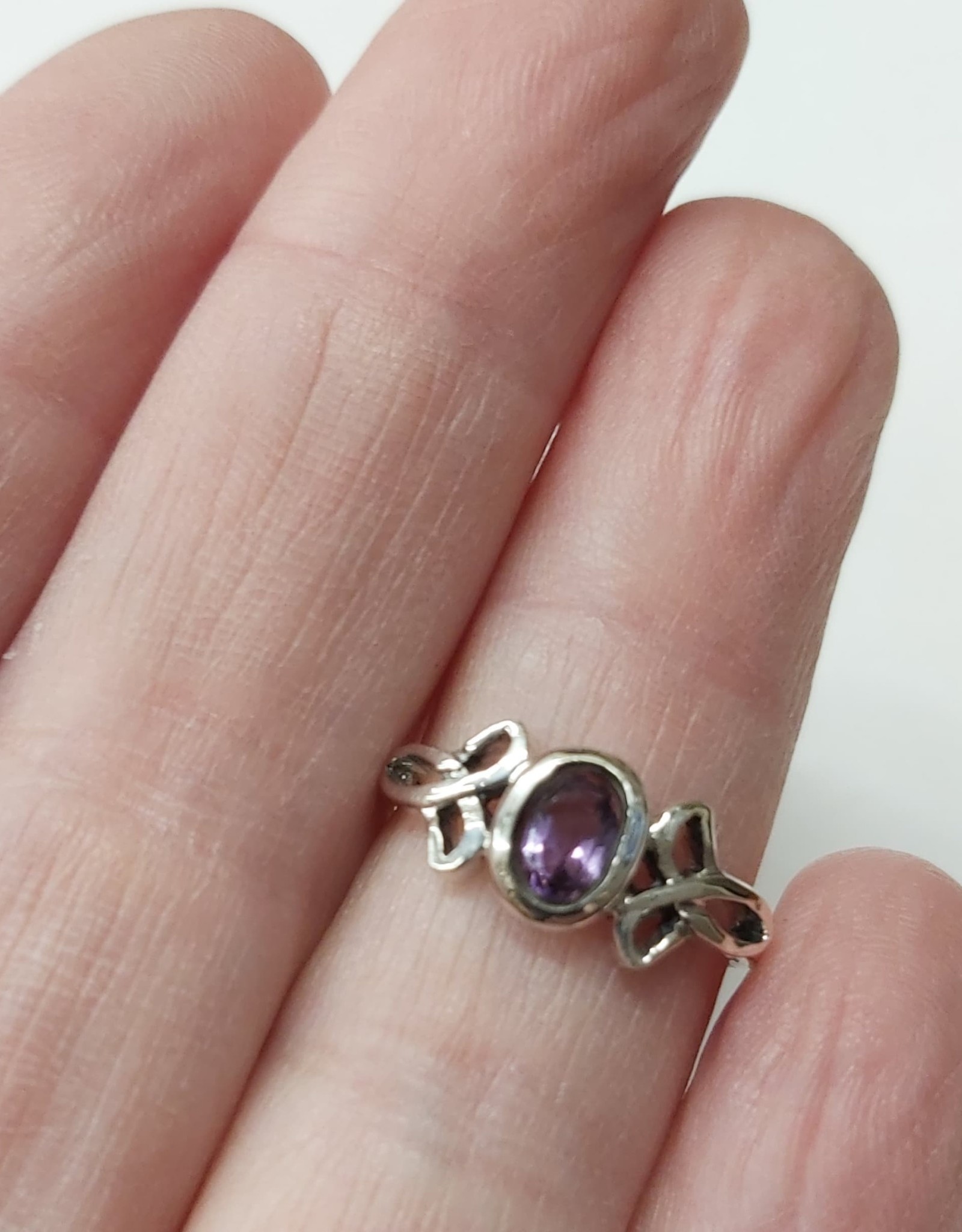 Celtic Knot with Amethyst Ring - Size 7 Sterling Silver