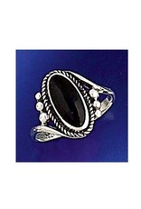 Onyx Oval Ring Sterling Silver - Size 4