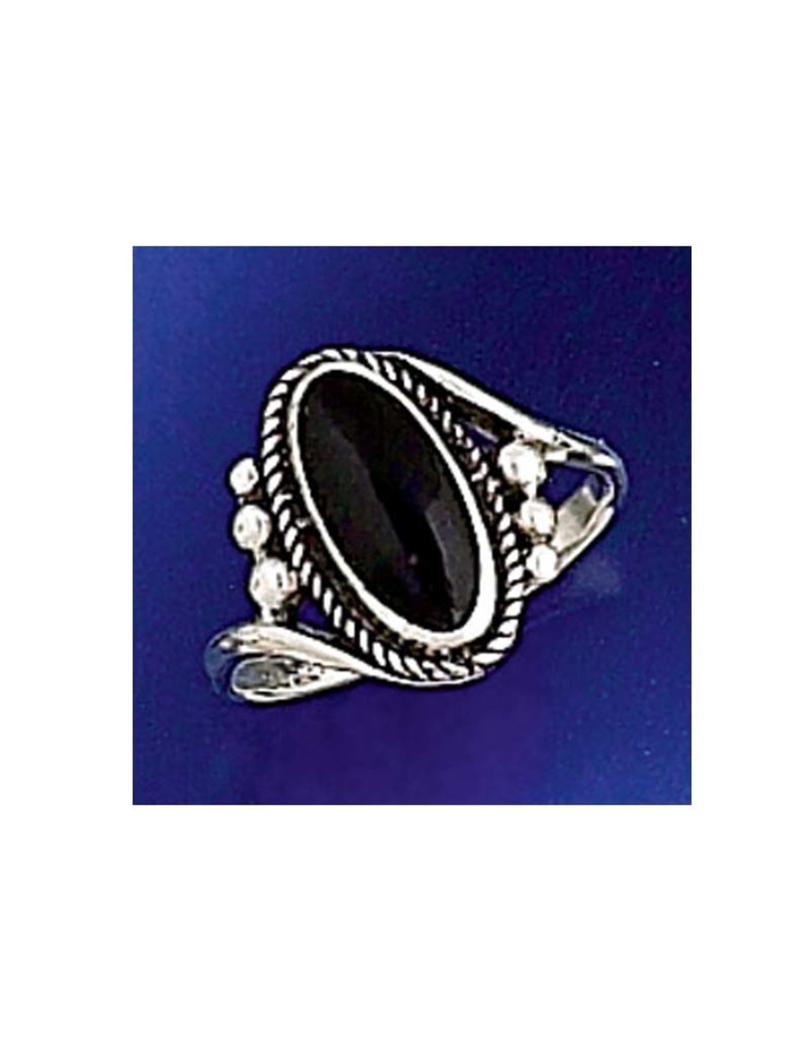 Onyx Oval Ring Sterling Silver - Size 5