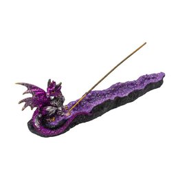 Purple Dragon on Geode 12" Incense Burner