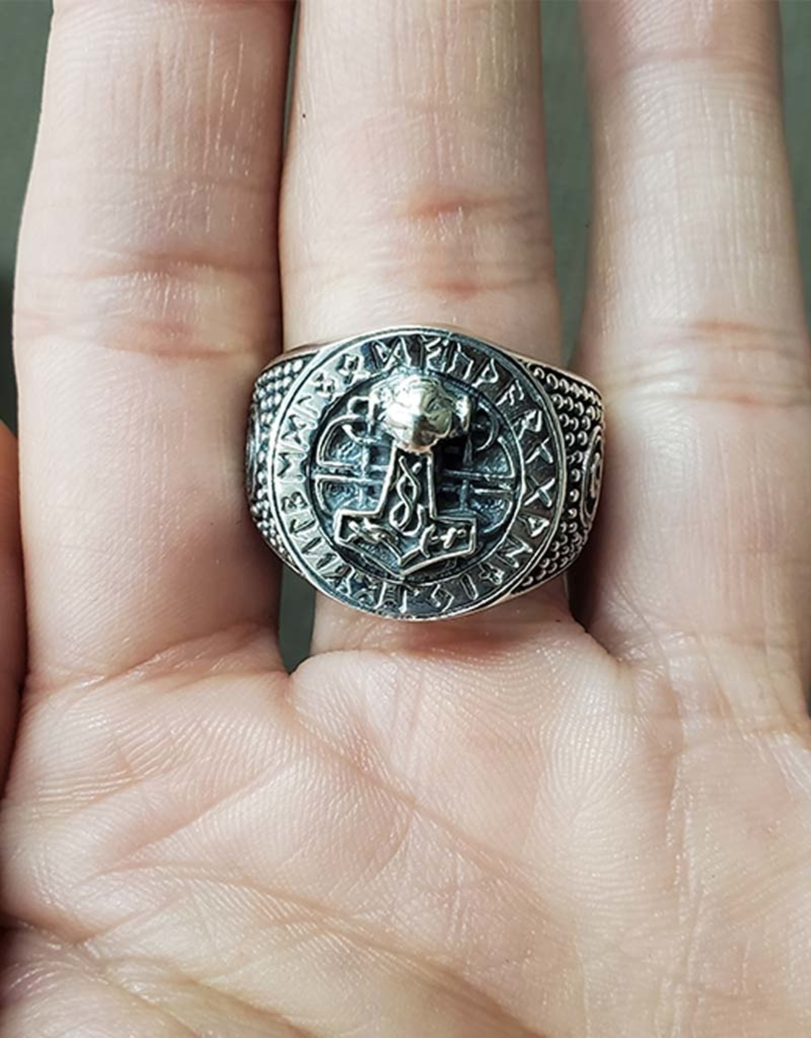 Sterling Silver Viking Runes Ring Size 11