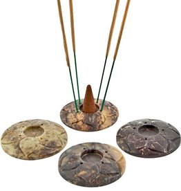 Soapstone Carved Lotus Cone/Incense Burner 2"
