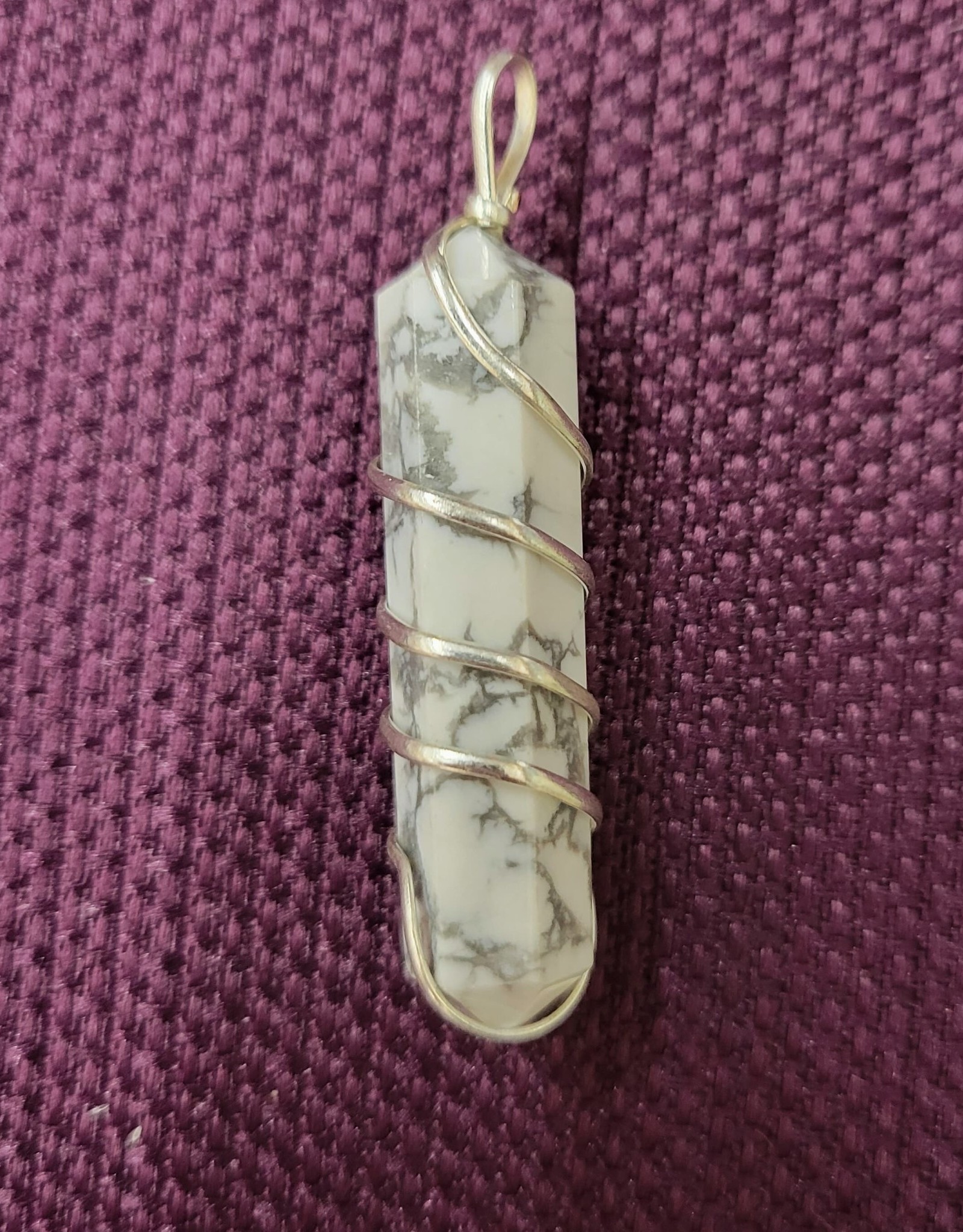Howlite Spiral Wrapped Pendant Point
